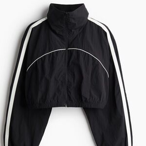 H&M Black and White Crop Jacket with Cinched Waist
